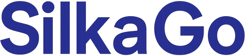 SilkaGo logo in blue on a white background