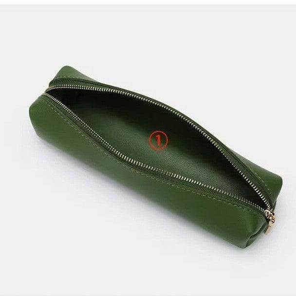 Leather Pencil Case Small Portable Texted Pencil Case Ins Simple Candy Color Men's And Women's Students Large Capacity Stationery Case