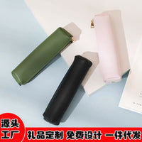 Leather Pencil Case Small Portable Texted Pencil Case Ins Simple Candy Color Men's And Women's Students Large Capacity Stationery Case