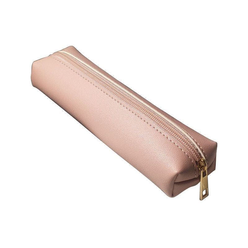 Leather Pencil Case Small Portable Texted Pencil Case Ins Simple Candy Color Men's And Women's Students Large Capacity Stationery Case
